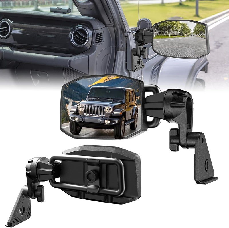 GEVINFA Mirrors Doors Off Compatible with Jeep Wrangler JL and Gladiator JT 2018-2026, 2026 New Launch Quick Release wrangler JL Mirrors No Wobble & Quick Removal Knob (Patented) - Image 1